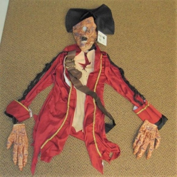 Skeleton Extreme Pirate Halloween Costume 14/16 Lighted Mask w/ Sounds 7 Pc Boys - Picture 2 of 9